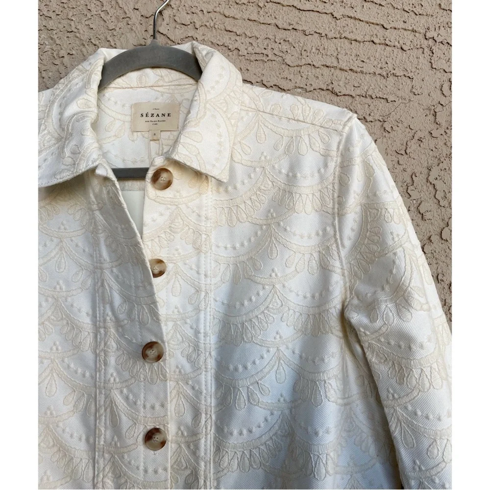 Sezane Cream Textured Jacket - Picture 7 of 16